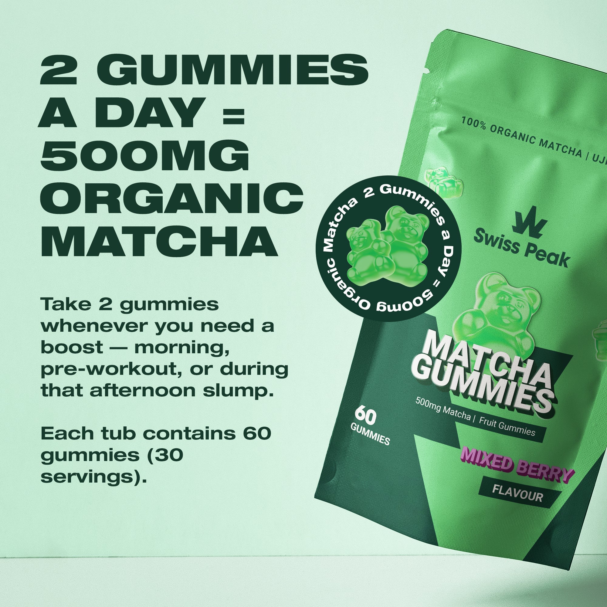 Matcha Gummies | Mixed Berry Flavour - SwissPeakCBD